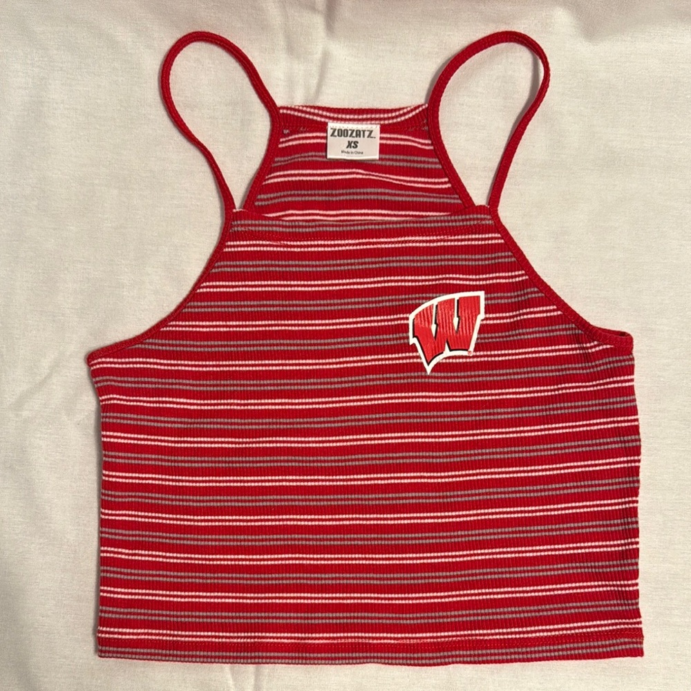 UW Madison- Zoozatz Red Striped Cropped Tank Top Sz. XS